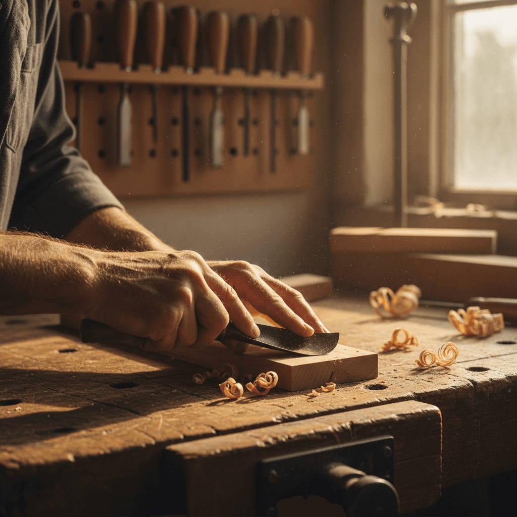 Mains d'artisan travaillant un savoir-faire traditionnel en atelier