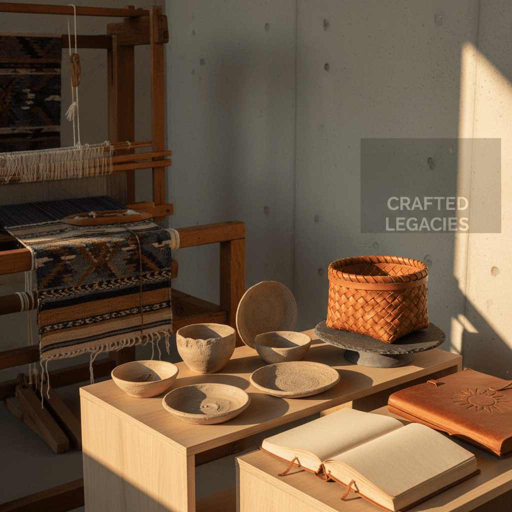 Produits artisanaux présentés avec respect pour l'héritage et l'authenticité